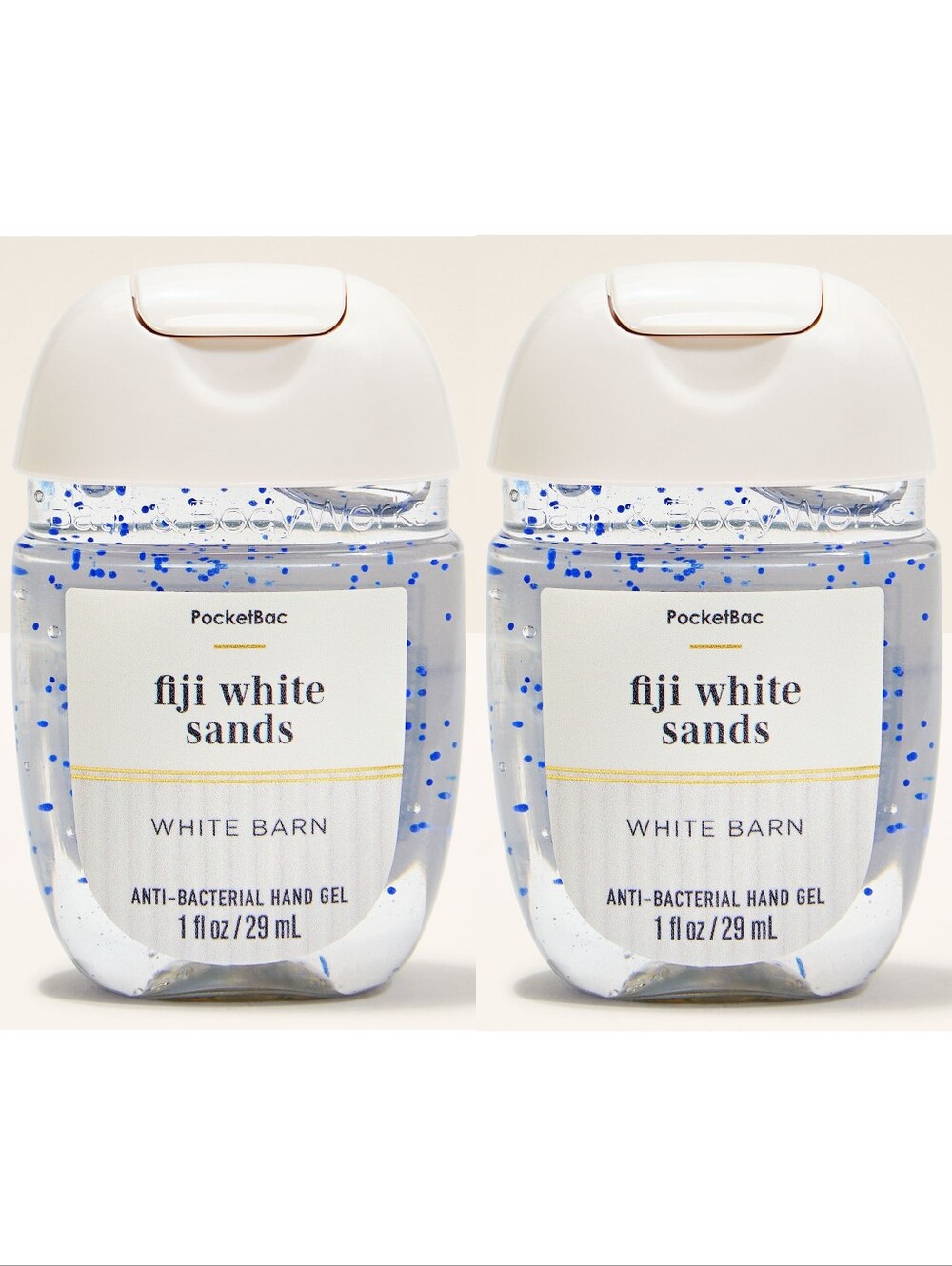 White Barn PocketBac "Fiji White Sands" Hand Gel Set of 2 NEW